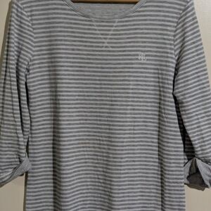 Ralph Lauren Gray & White Striped Long Sleeve Dress